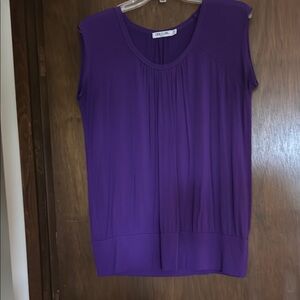 Dana Buchman Purple Pleated Sleeveless Blouse